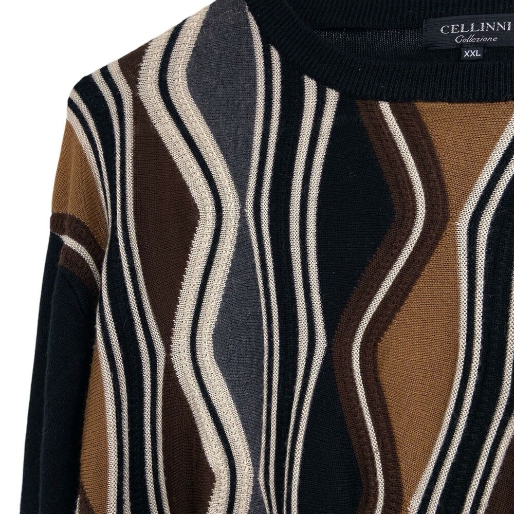 Cellinni Collezione Coogie Style 3D Knit Mens Pullover Sweater Size XXL Wool - Picture 4 of 4